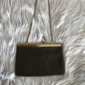 Genuine Leather Clutch/ Crossbody BROWN